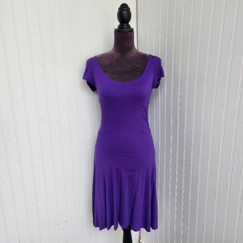 VTG RALPH LAUREN Womens Purple Short Sleeve Knee Length Sheath Dress Size XS